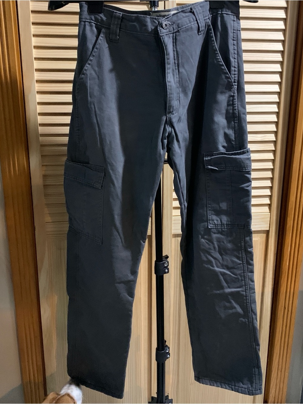 Wrangler FLEECE lined Men's Cargo Pants in Gray- Durable Everyday Workwear 30x32